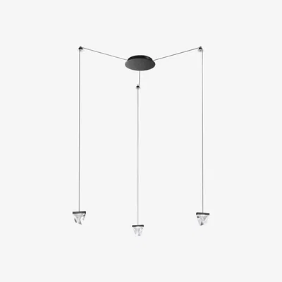 Made in Design Tripla LED Pendant - 3 crystal elements by Fabbian Transparent
