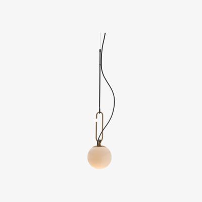 Made in Design nh 14 Pendant - / Blown glass & brass - Globe Ø 14 cm by Artemide White/Gold/Metal