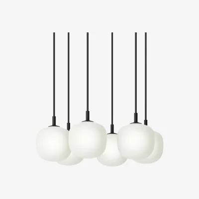 Made in Design Rime Pendant glass black / 6 globes - Ø 12 cm - Muuto