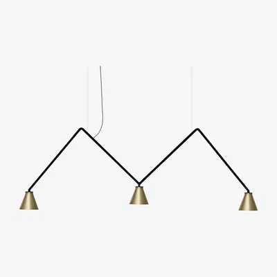 Made in Design Dabliu Cône LED Pendant - / L 130 cm by Nemo Black/Gold