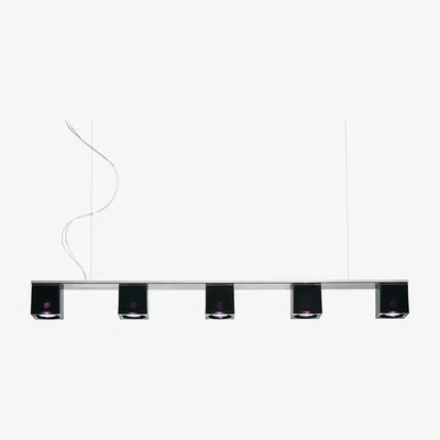 Made in Design Cubetto - Black Glass Pendant - 5 elements by Fabbian Black/Purple