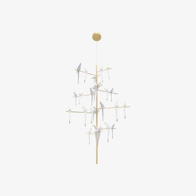 Made in Design Perch Light Tree LED Pendant - Swiveling birds / Ø 170 x H 270 cm by Moooi White/Gold/Metal