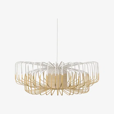 Made in Design Bamboo Up-Down XXL Pendant - / Ø 80 cm by Forestier White/Natural wood
