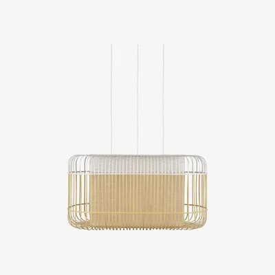 Made in Design Bamboo Oval Pendant - / XL - 78 x 45 x H 40 cm by Forestier White/Natural wood