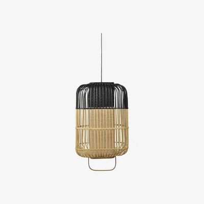 Made in Design Bamboo Square Pendant - / Large - H 61 cm by Forestier Black/Natural wood