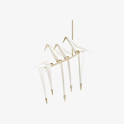 Made in Design Perch Light Branch LED Pendant - Swiveling birds / L 100 cm by Moooi White/Gold/Metal
