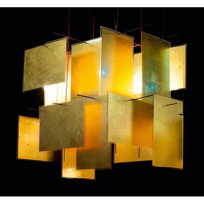 Made in Design 1000 Karat Blau Pendant - 64 x 64 cm by Ingo Maurer Gold/Metal