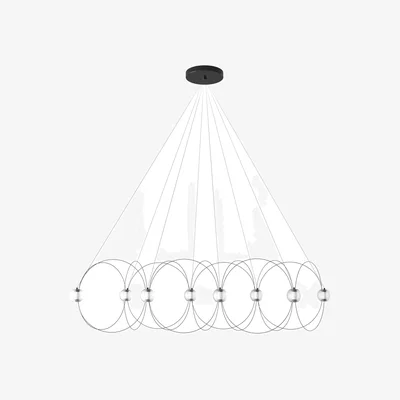 Made in Design Munari 8 Pendant metal black / LED - 156 x 45 x H 42 cm - DCW éditions