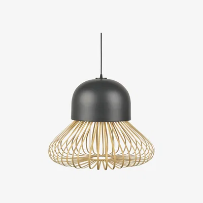 Made in Design Anemos Large Pendant - / Ø 55 x H 42 cm - Bamboo & ceramic by Forestier Grey/Natural wood
