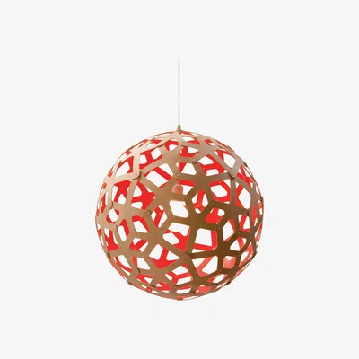 Made in Design Coral Pendant - / Ø 40 cm - Bicoloured by David Trubridge Red/Natural wood