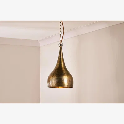 Nkuku Nkuku Quinn Hammered Metal Pendant | Lights | Antique Brass | Small