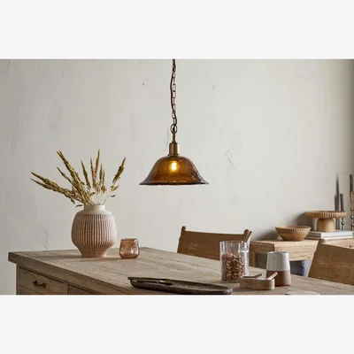 Nkuku nkuku Keju Organic Shape Recycled Glass Pendant | Lights | Dark Amber