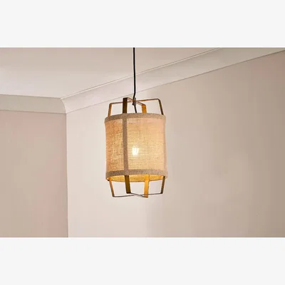 Nkuku Nkuku Vedalai Jute And Metal Frame Pendant | Lights | Natural/Antique Brass | Small