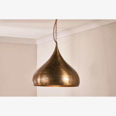 Nkuku Nkuku Quinn Statement Hammered Metal Pendant | Lights | Antique Brass | Large