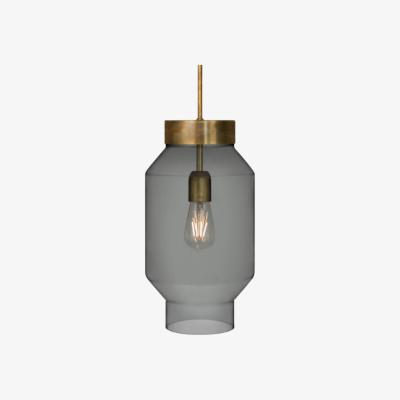 Nordic Nest Konsthantverk Fenomen pendant Smoked glass-raw brass-large