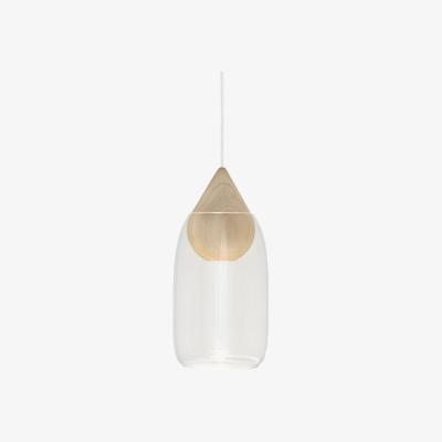 Nordic Nest Mater Liuku Drop pendant lamp Transparent. matt lacquered lind