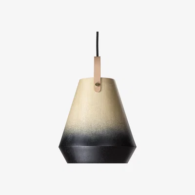 Nordic Nest Örsjö Belysning Concrete pendant lamp Ash veneer natural coloured leather strap