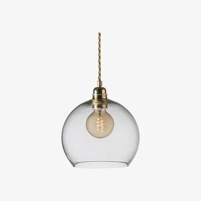 Nordic Nest Rowan pendant lamp M, Ø 22 cm clear, gold cord