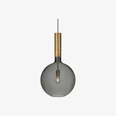 Nordic Nest Konsthantverk Rosdala pendant Smoked glass-raw brass-large