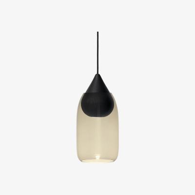 Nordic Nest Mater Liuku Drop pendant lamp Smoked glass. black lacquered lind