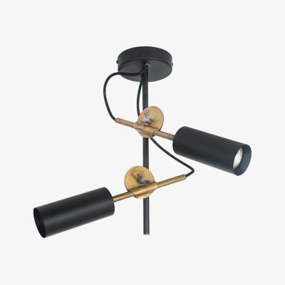 Nordic Nest Konsthantverk Stav ceiling lamp Black/raw brass spot 2-lights