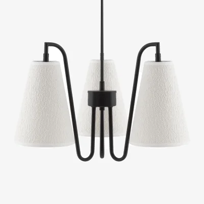 Nordic Nest Globen Lighting Lou pendant lamp 3 white bouclé-black 46x46 cm