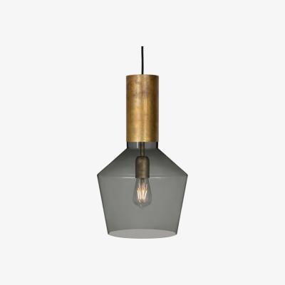 Nordic Nest Konsthantverk Fenomen pendant Smoked glass-raw brass-wide