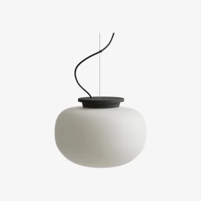 Nordic Nest Frandsen Supernate pendant lamp Opal white-black Ø28 cm