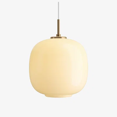 Nordic Nest Louis Poulsen VL45 Radiohus pendant lamp Ø25 cm Brass-pale yellow glass