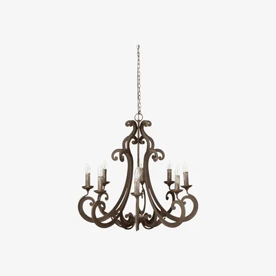 OKA OKA, Curlicue Chandelier - Antique Grey, Hanging Lights, Metal