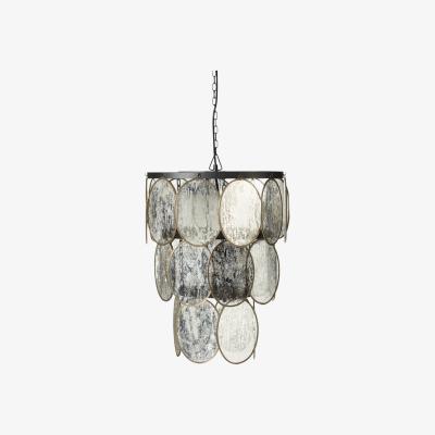 OKA OKA, Luminosia Hanging Disc Lamp - Antiqued Mirror, Hanging Lights, Glass
