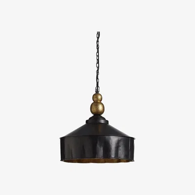OKA OKA, Ayla Pendant Lamp - Soot/Gold, Pendant Lights, Iron/Plastic/Wood