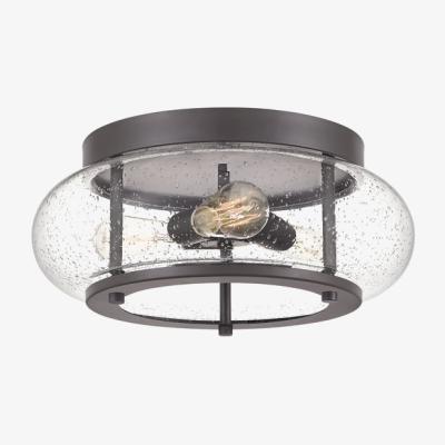 Olivia's Elstead Trilogy 3 Light Flush Mount Light Old Bronze