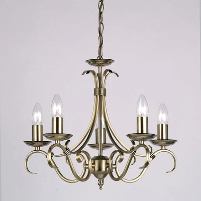 Olivia's Gallery Direct Bernice 5 Pendant Light Antique Brass