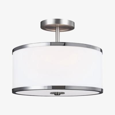 Olivia's Elstead Prospect Park 2 Light Pendant Satin Nickel and Chrome