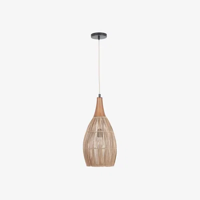 Olivia's Olivia's Bali Bamboo Effect and Wood Tall Dome Pendant