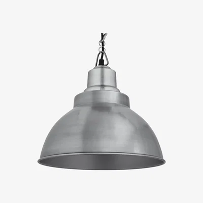 Olivia's Industville Brooklyn Dome Pendant - 13 Inch - Light Pewter Dome Light Pewter Chain / Light Pewter Chain