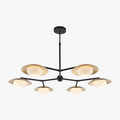 Olivia's Olivia's Lisanne 6 Arm Gold And Dark Bronze With Opal Glass Semi Flush Light