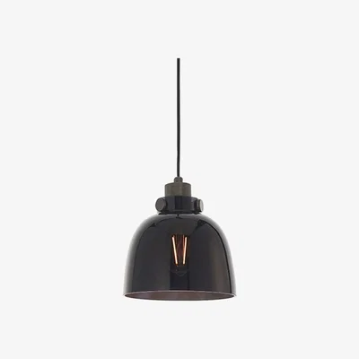 Olivia's Olivia's Laura Black Tinted Glass And Black Chrome Pendant Light