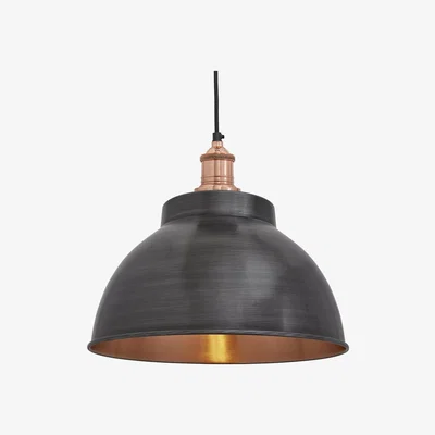 Olivia's Industville Brooklyn Dome Pewter And Copper Pendant / 13 Inch Pewter Holder