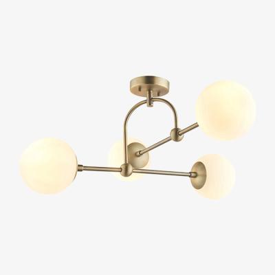 Olivia's Olivia's Camila 4 Arm Matt Antique Brass And Opal Glass Semi Flush Light