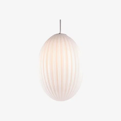 Olivia's Leitmotiv Oval Large Glass Pendant Lamp in Opal White