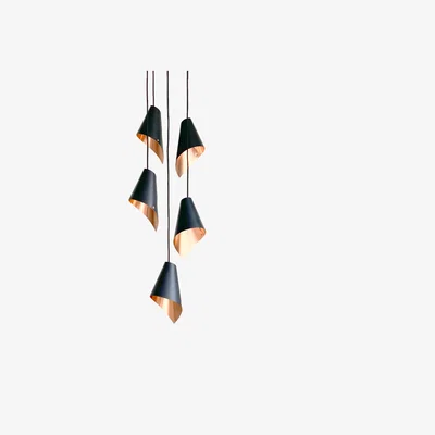 Olivia's Arcform Lighting - Arc 5 Pendant Cascade Light in Brushed Copper & Black