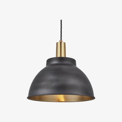 Olivia's Industville Sleek Dome Pewter And Brass Pendant / 13 Inch Pewter Holder