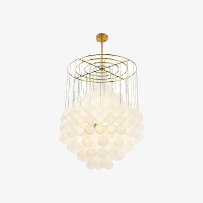 Olivia's Liang & Eimil Moon Chandelier in Antique Brushed Brass with Frosted Glass