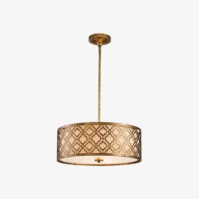 Olivia's Elstead Arabella 3 Light Pendant Distressed Gold
