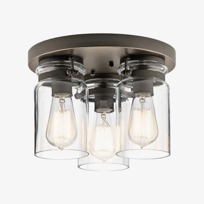 Olivia's Elstead Brinley 3 Light Flush Mount Light Olde Bronze