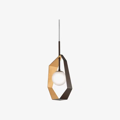 Olivia's Hudson Valley Lighting Origami 1 Light Pendant in Textured Black & Gold Leaf