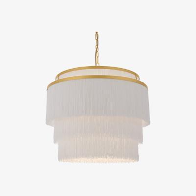 Olivia's Olivia's Kayla 3 Arm Matt Gold And White Tassels Pendant Light