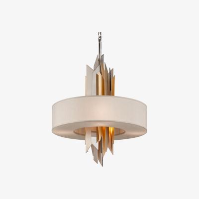 Olivia's Hudson Valley Lighting Modernist 6Lt Pendant in Polished Stainless Steel & Gold Leaf
